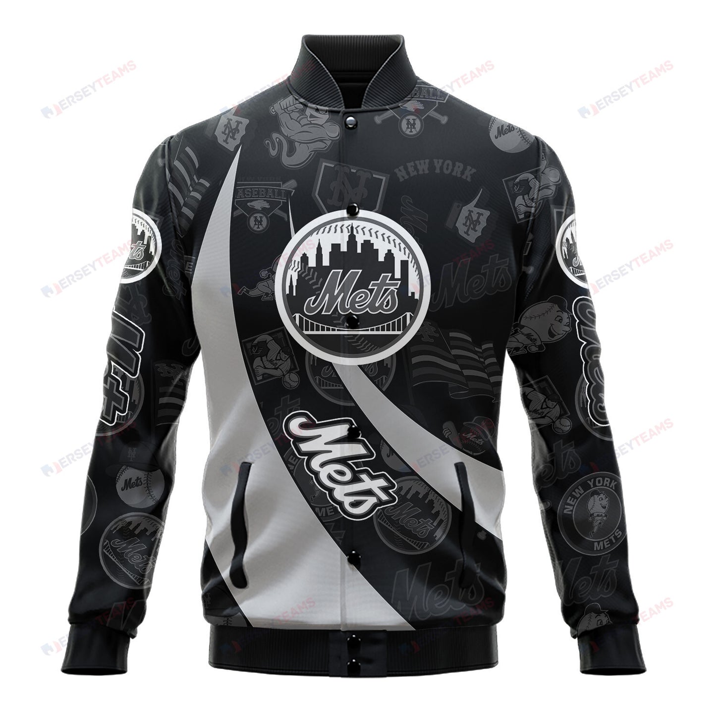New York Mets - Major League Baseball AOP Varsity Jacket V3 - All-Over-Printed Jacket