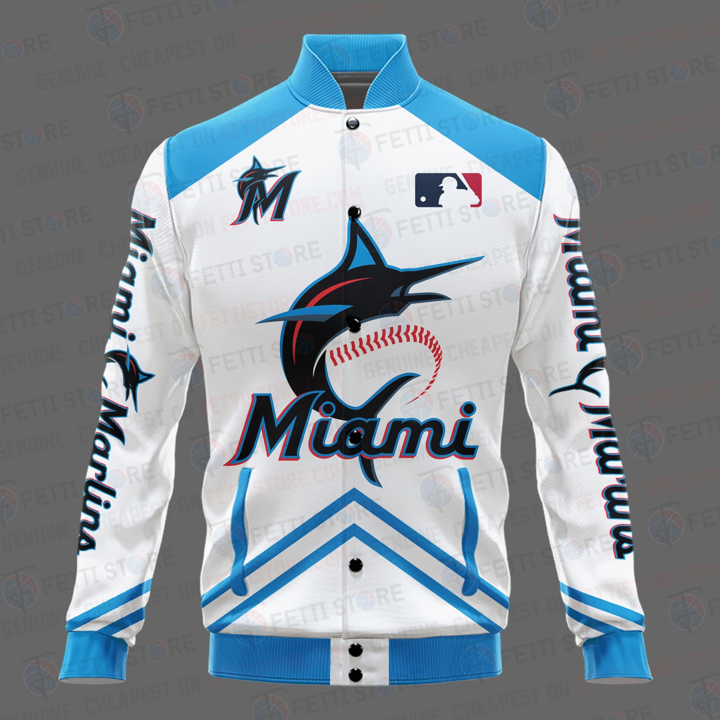 Miami Marlins - Major League Baseball AOP Varsity Jacket V4 - All-Over-Printed Jacket