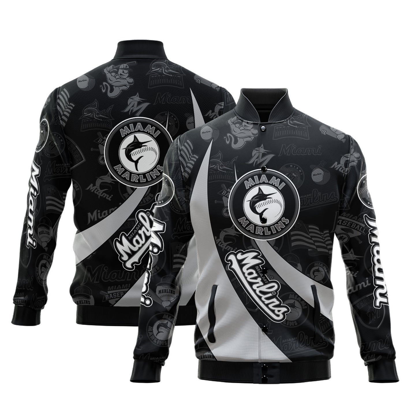 Miami Marlins - Major League Baseball AOP Varsity Jacket V3 - All-Over-Printed Jacket