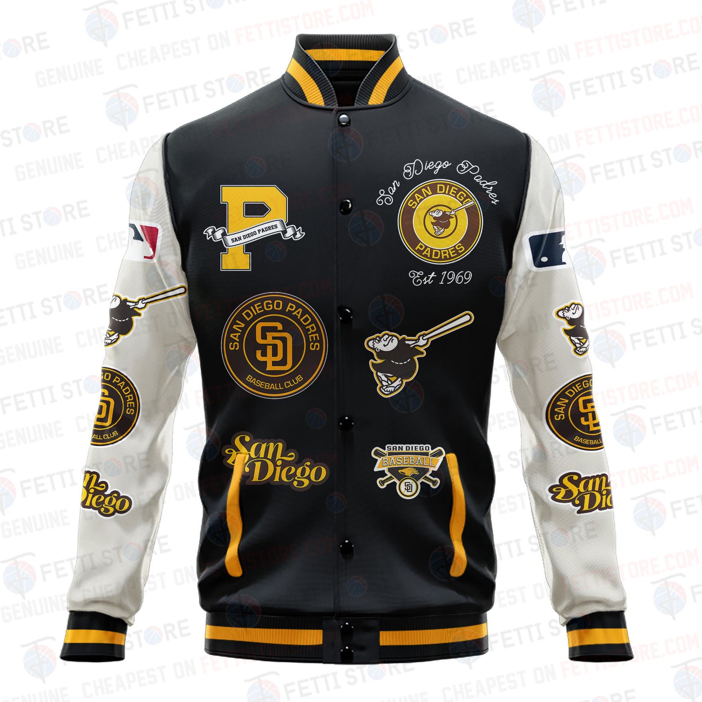 San Diego Padres - Major League Baseball AOP Varsity Jacket V2 - All-Over-Printed Jacket