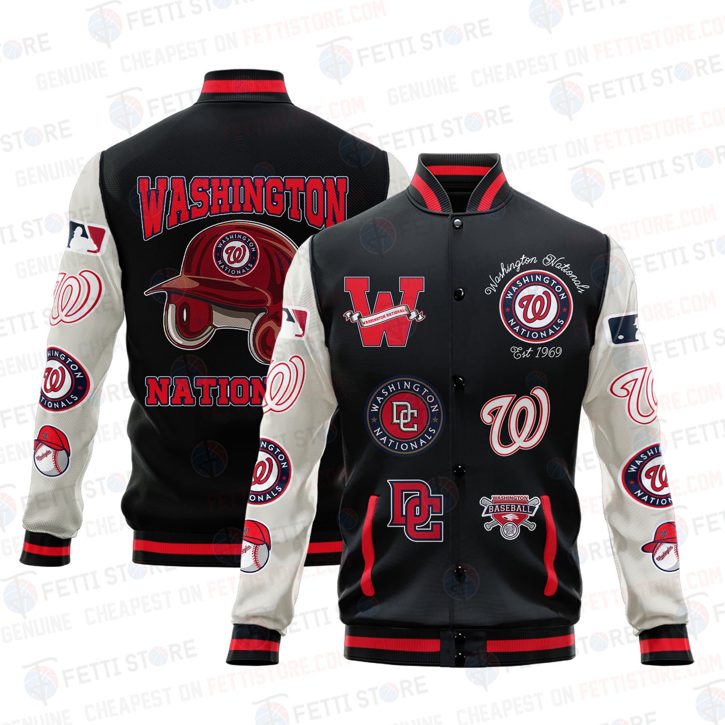 Washington Nationals - Major League Baseball AOP Varsity Jacket V2 - All-Over-Printed Jacket