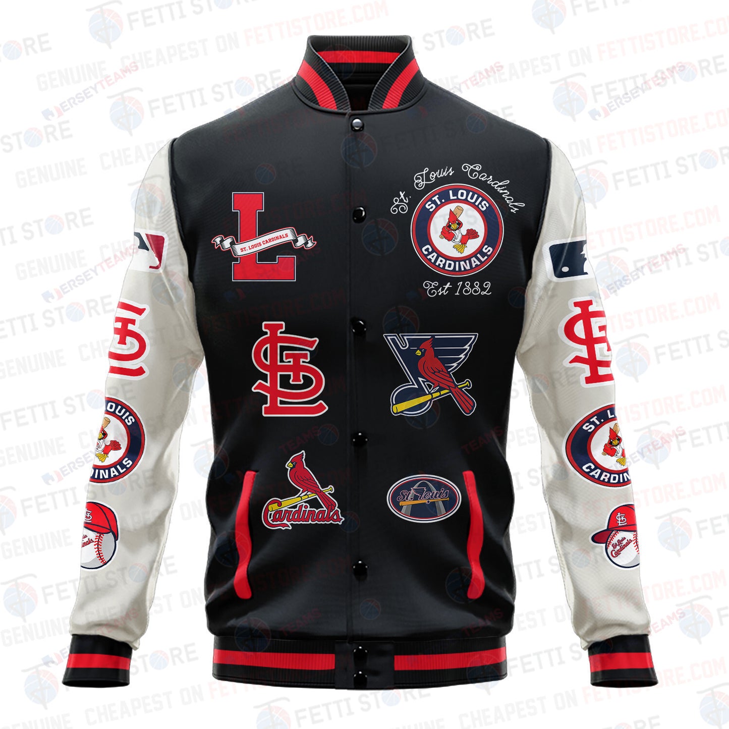 St. Louis Cardinals - Major League Baseball AOP Varsity Jacket V2 - All-Over-Printed Jacket
