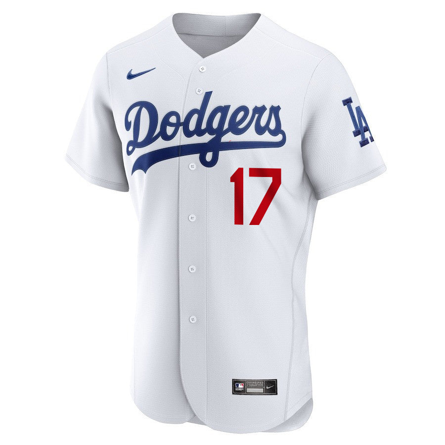 Shohei Ohtani 17 Los Angeles Dodgers Signed Number 2023 Home ELITE Jersey - Men White Jersey