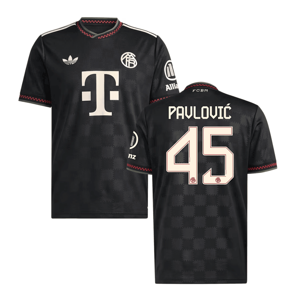 Aleksandar Pavlović 45 Bayern Munich 2025/26 Third Men Jersey - Black
