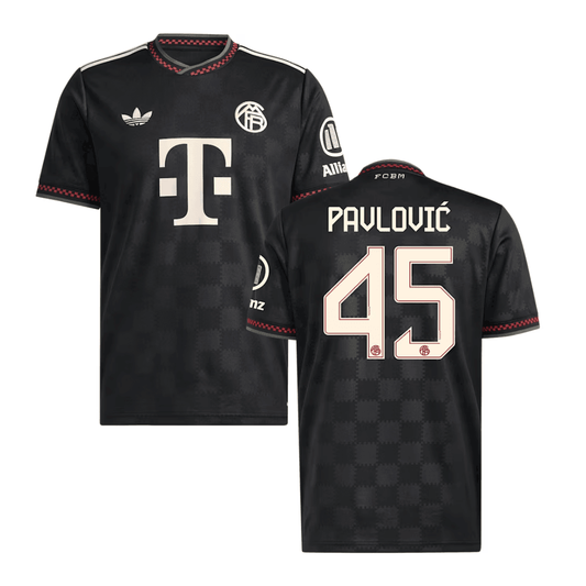 Aleksandar Pavlović 45 Bayern Munich 2025/26 Third Men Jersey - Black