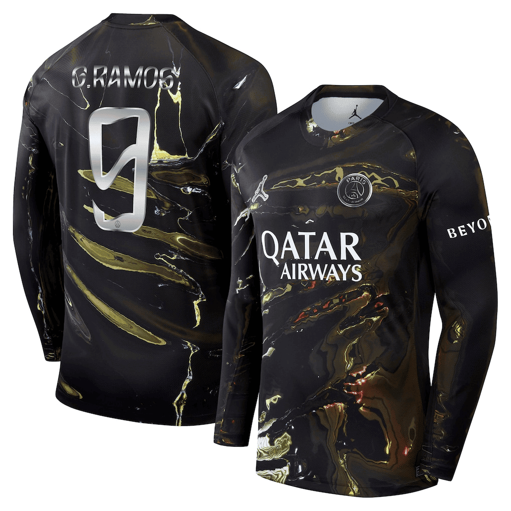 G.Ramos 9 Paris Saint-Germain Jordan Night Edition 2025/26 Cup Printing Long Sleeve Jersey - Black