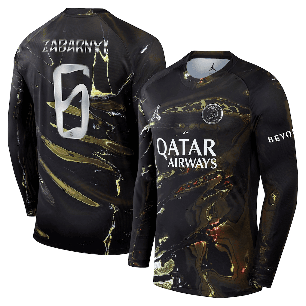 Zabarnyi 6 Paris Saint-Germain Jordan Night Edition 2025/26 Cup Printing Long Sleeve Jersey - Black