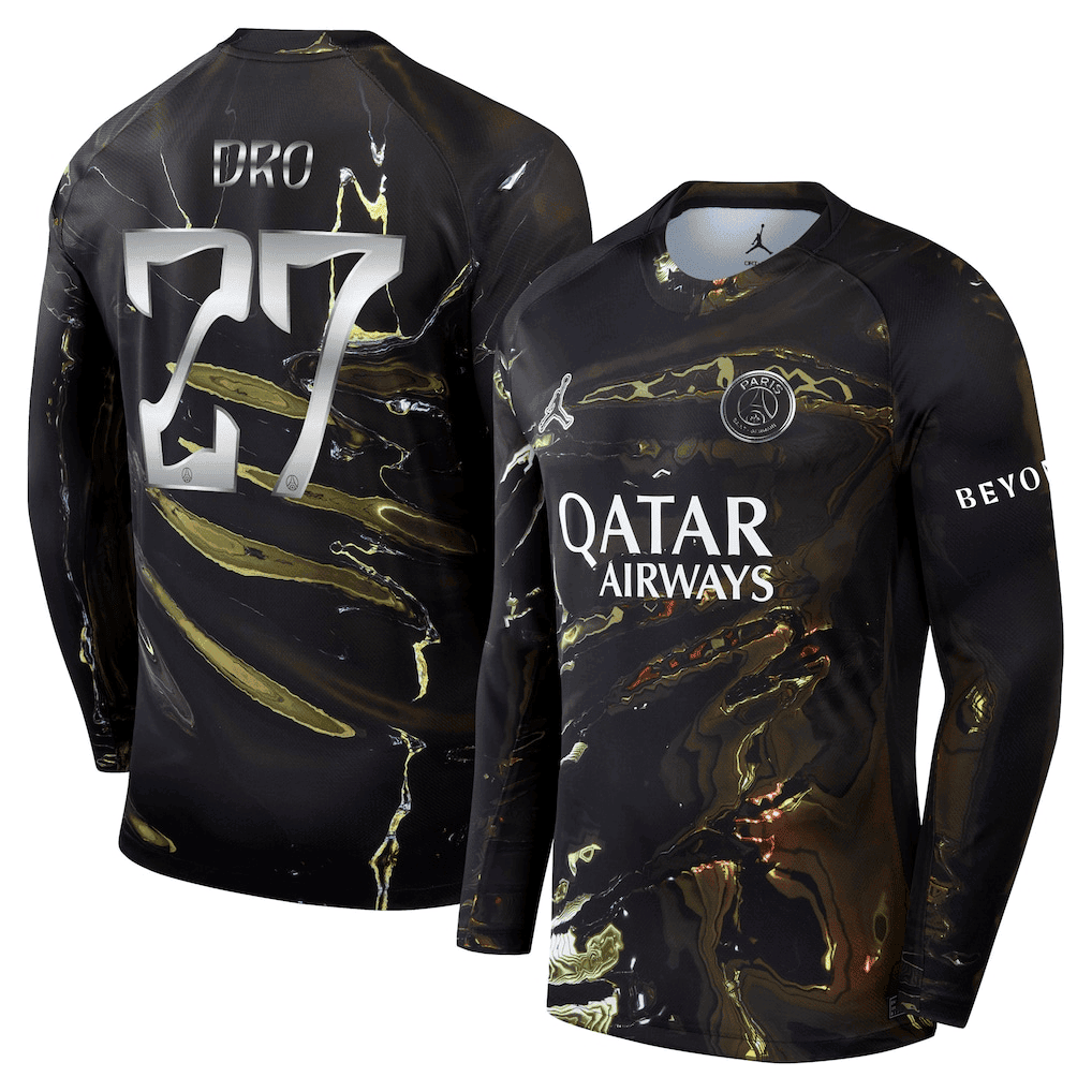 Dro 27 Paris Saint-Germain Jordan Night Edition 2025/26 Cup Printing Long Sleeve Jersey - Black