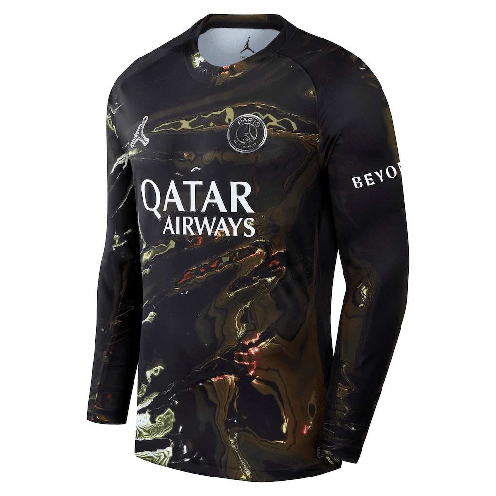 Mayulu 24 Paris Saint-Germain Jordan Night Edition 2025/26 Cup Printing Long Sleeve Jersey - Black