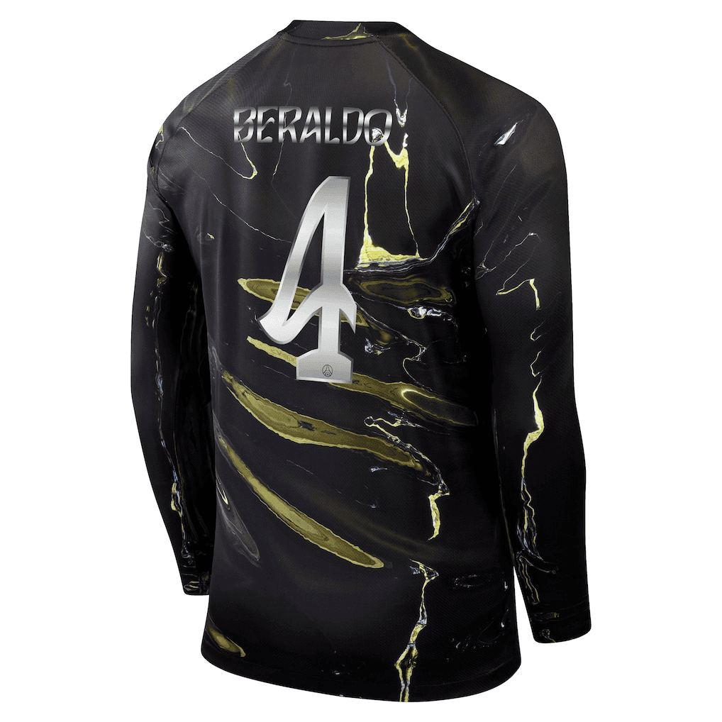 Beraldo 4 Paris Saint-Germain Jordan Night Edition 2025/26 Cup Printing Long Sleeve Jersey - Black