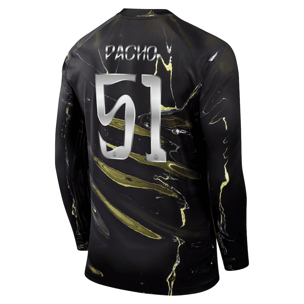 Pacho 51 Paris Saint-Germain Jordan Night Edition 2025/26 Cup Printing Long Sleeve Jersey - Black