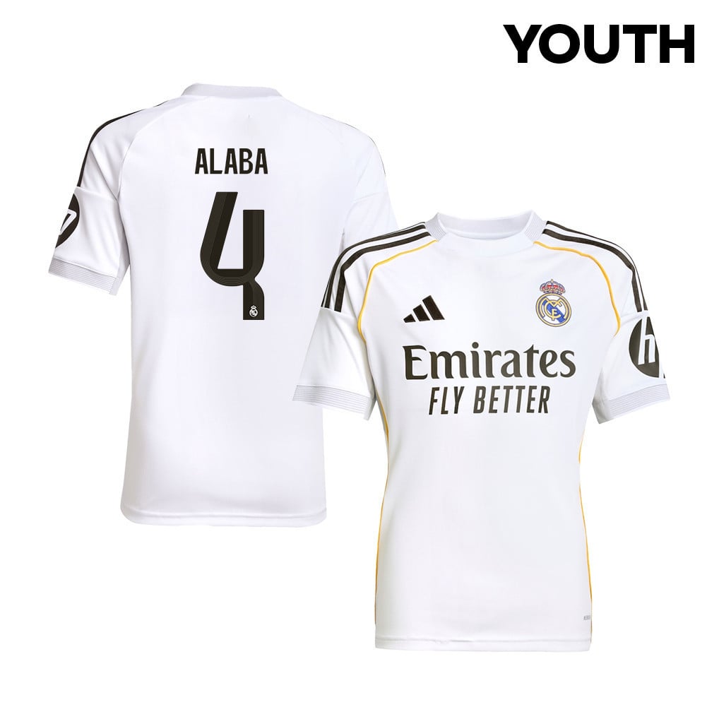 David Alaba 4 Real Madrid 25/26 Home YOUTH Jersey - White