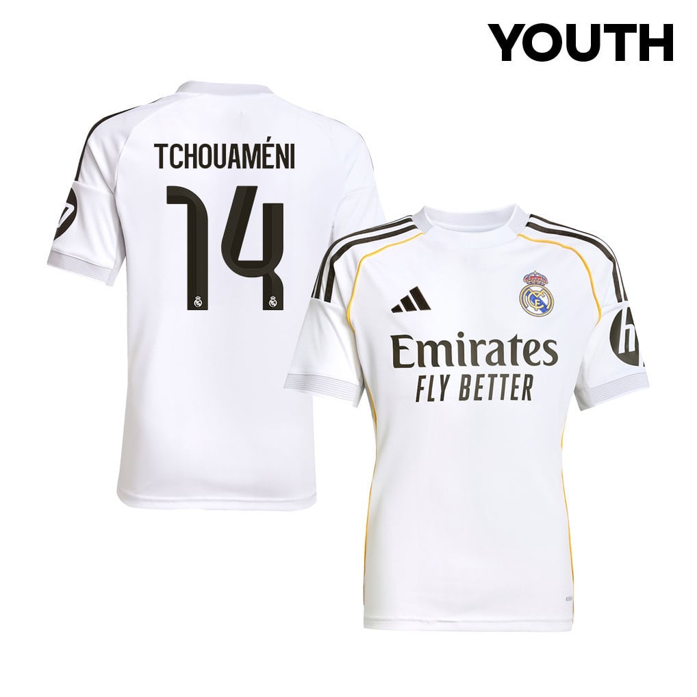 Aurélien Tchouaméni 14 Real Madrid 25/26 Home YOUTH Jersey - White