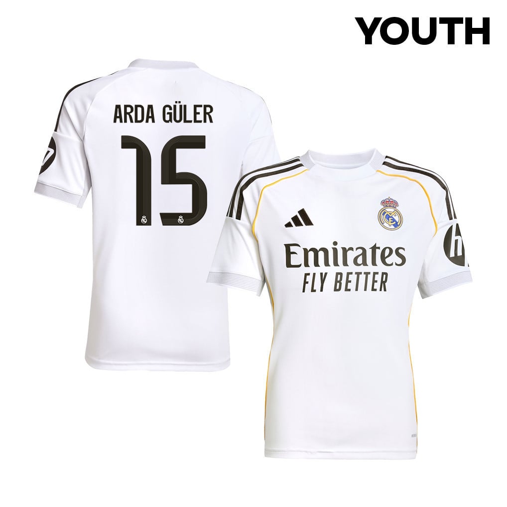 Arda Güler 15 Real Madrid 25/26 Home YOUTH Jersey - White