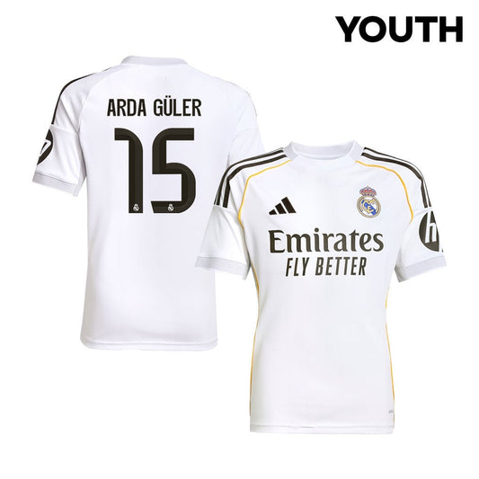 Arda Güler 15 Real Madrid 25/26 Home YOUTH Jersey - White