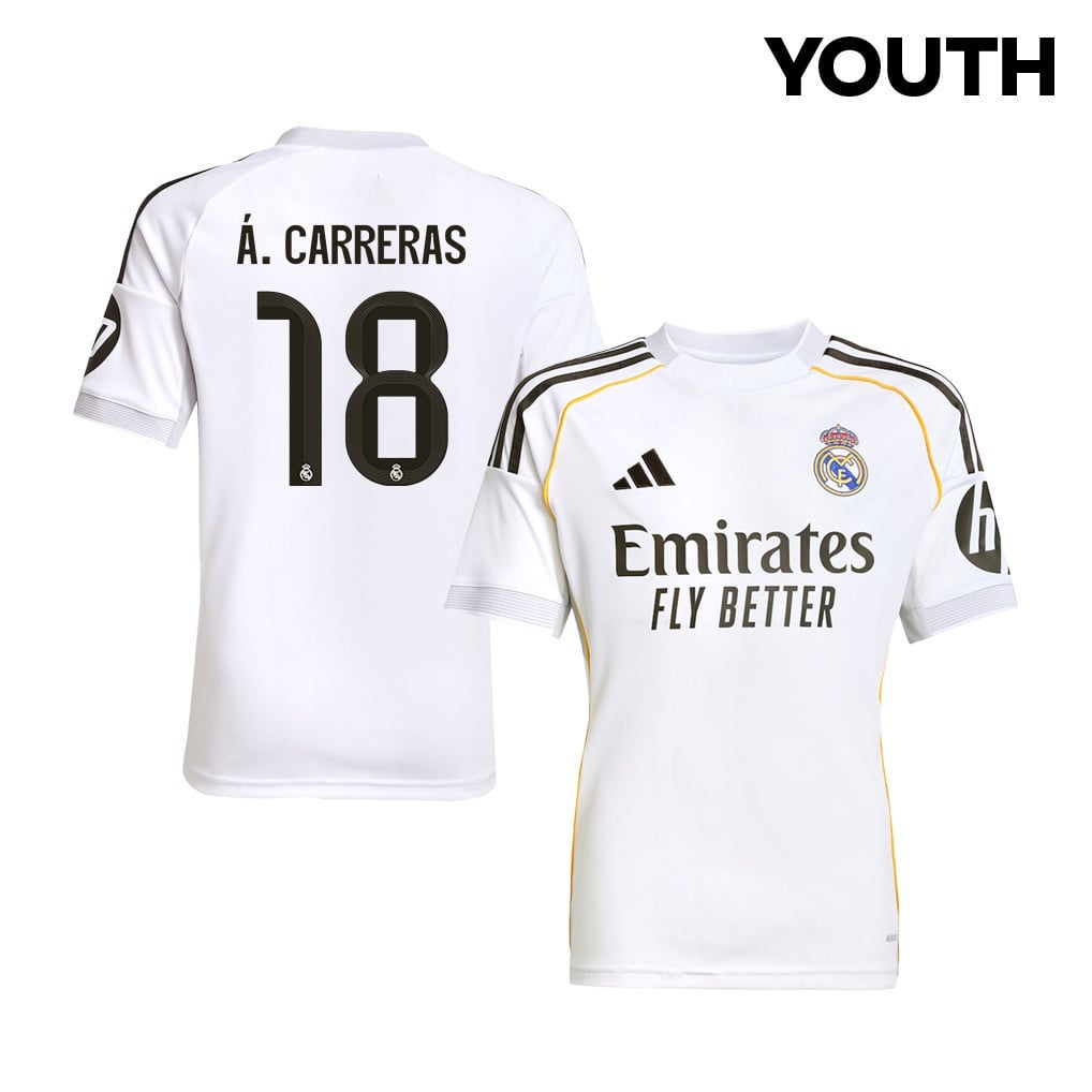 Álvaro Carreras 18 Real Madrid 25/26 Home YOUTH Jersey - White