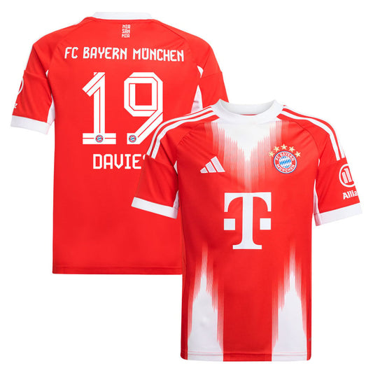 Alphonso Davies 19 Bayern Munich 25/26 Home YOUTH Jersey - Red