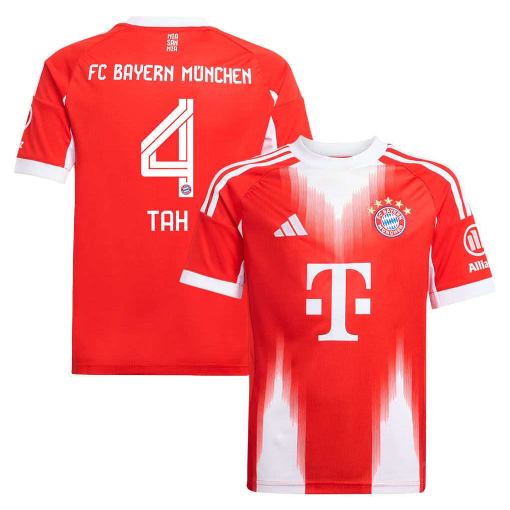 Jonathan Tah 4 Bayern Munich 25/26 Home YOUTH Jersey - Red