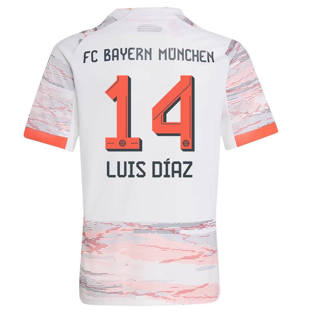 Luis Díaz 14 Bayern Munich 25/26 Away YOUTH Jersey - White