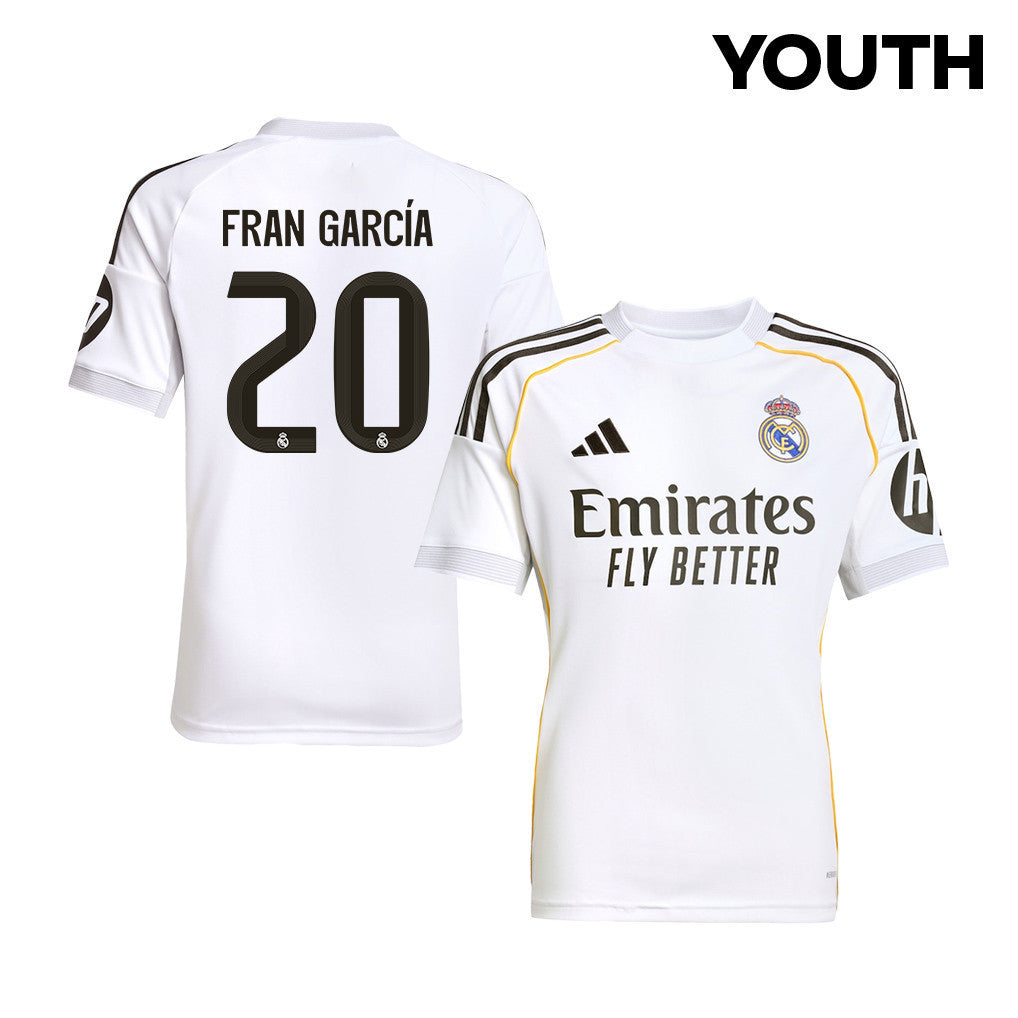 Fran García 20 Real Madrid 25/26 Home YOUTH Jersey - White