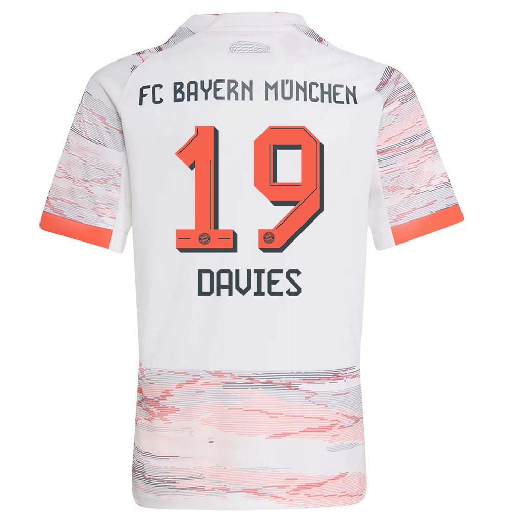 Alphonso Davies 19 Bayern Munich 25/26 Away YOUTH Jersey - White