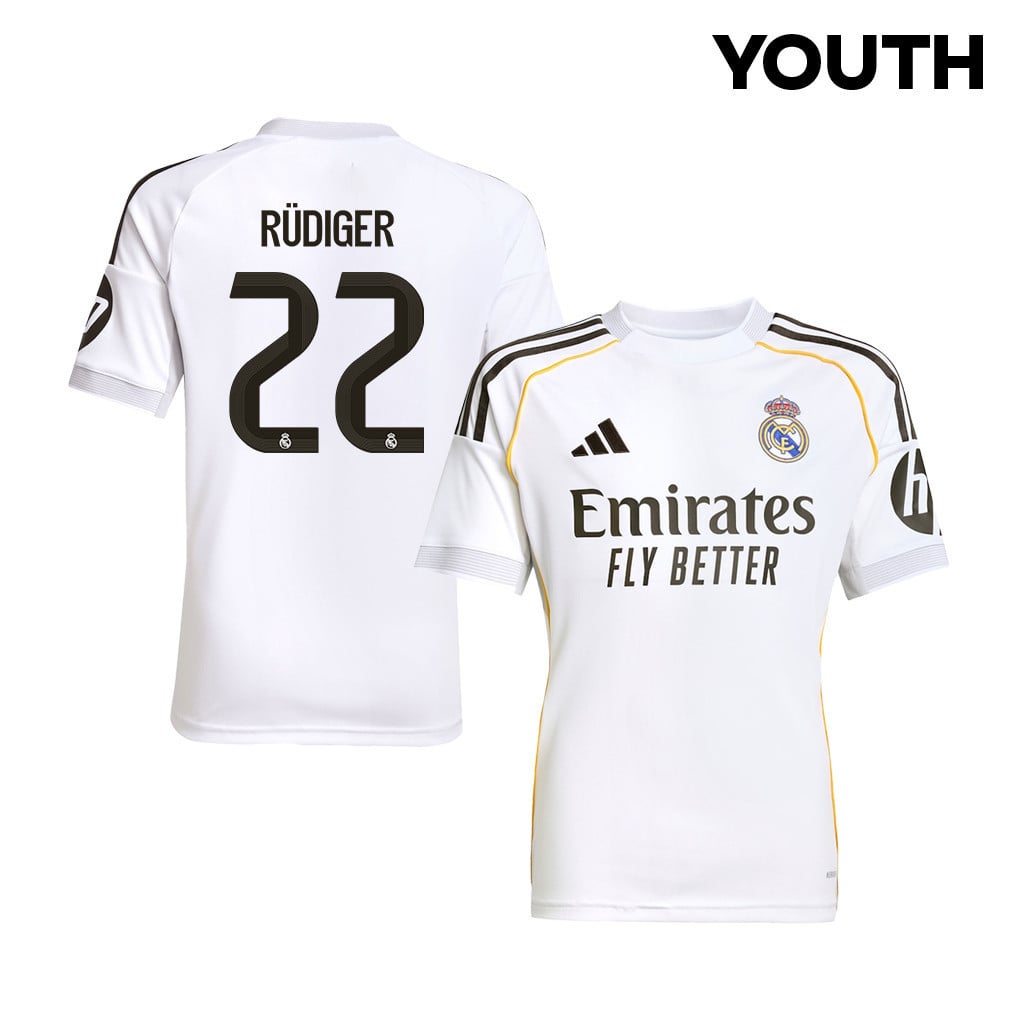 Antonio Rüdiger 22 Real Madrid 25/26 Home YOUTH Jersey - White