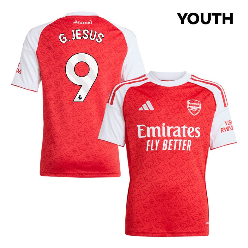 Gabriel Jesus 9 Arsenal 25/26 Home YOUTH Jersey - Red/White