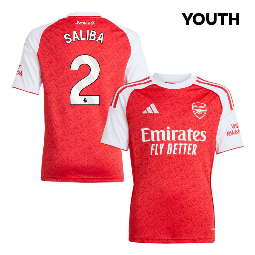 William Saliba 2 Arsenal 25/26 Home YOUTH Jersey - Red/White