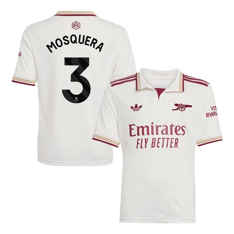 Cristhian Mosquera 3 Arsenal 25/26 Third YOUTH Jersey - White