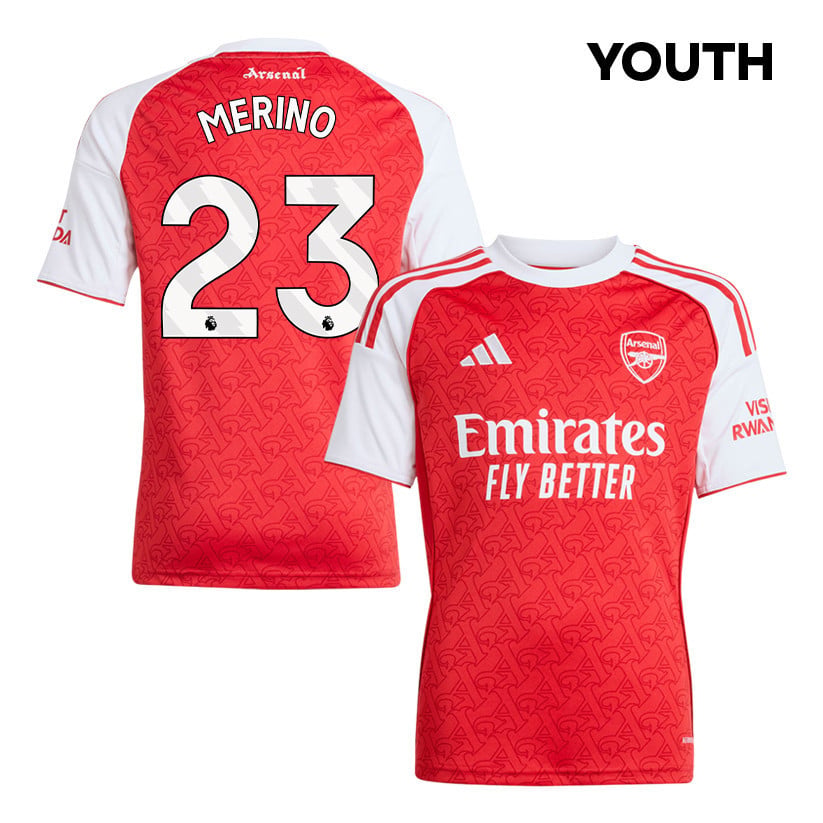 Mikel Merino 23 Arsenal 25/26 Home YOUTH Jersey - Red/White