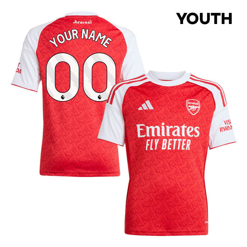 Arsenal 25/26 Personalized Home YOUTH Jersey - Red/White