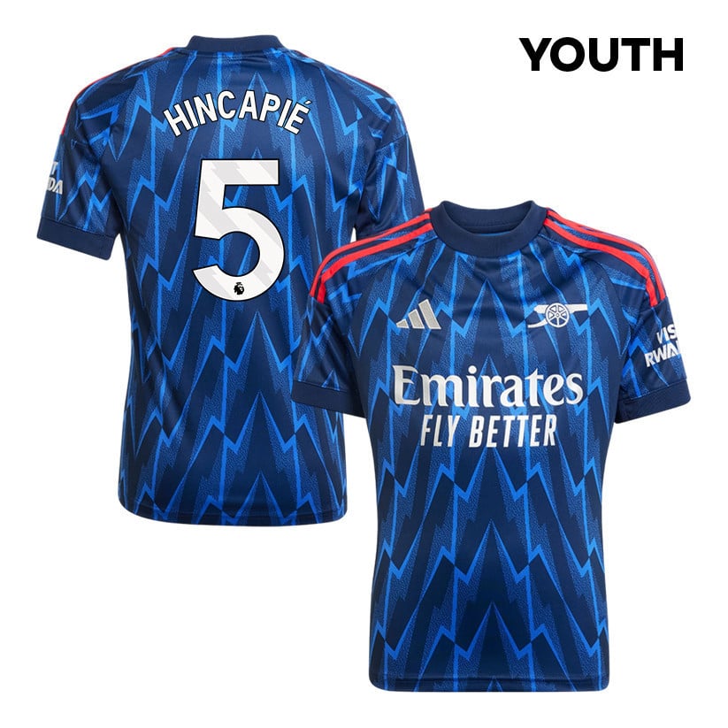 Piero Hincapié 5 Arsenal 25/26 Away YOUTH Jersey - Navy Blue