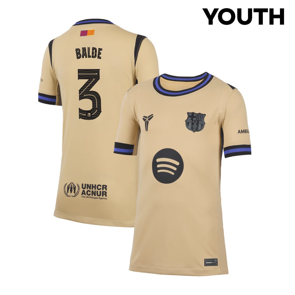 Alejandro Balde 3 Barcelona 25/26 Away YOUTH Jersey - Yellow