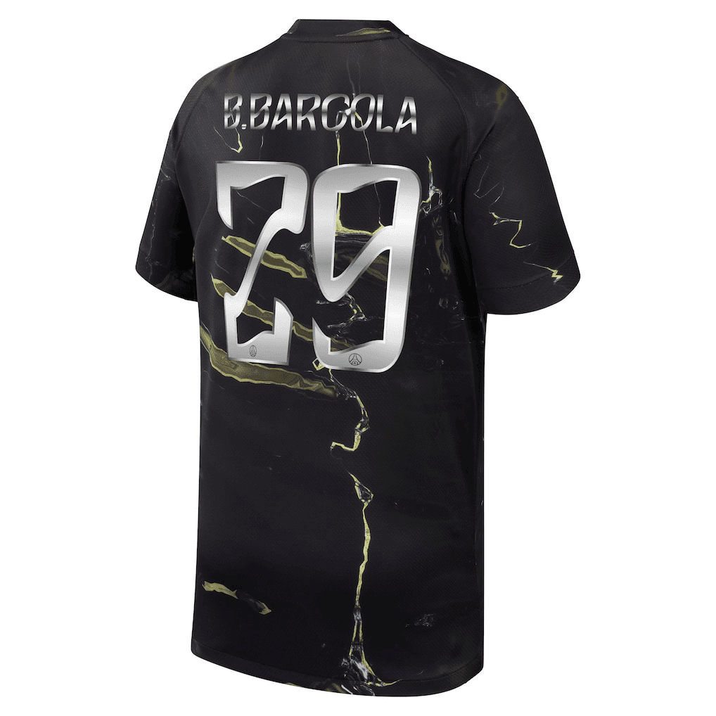 B.Barcola 29 Paris Saint-Germain Jordan Night Edition 2025/26 Cup Printing Jersey - YOUTH