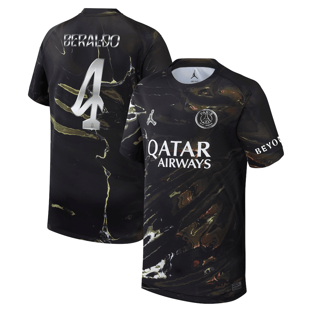 Beraldo 4 Paris Saint-Germain Jordan Night Edition 2025/26 Cup Printing Jersey - YOUTH