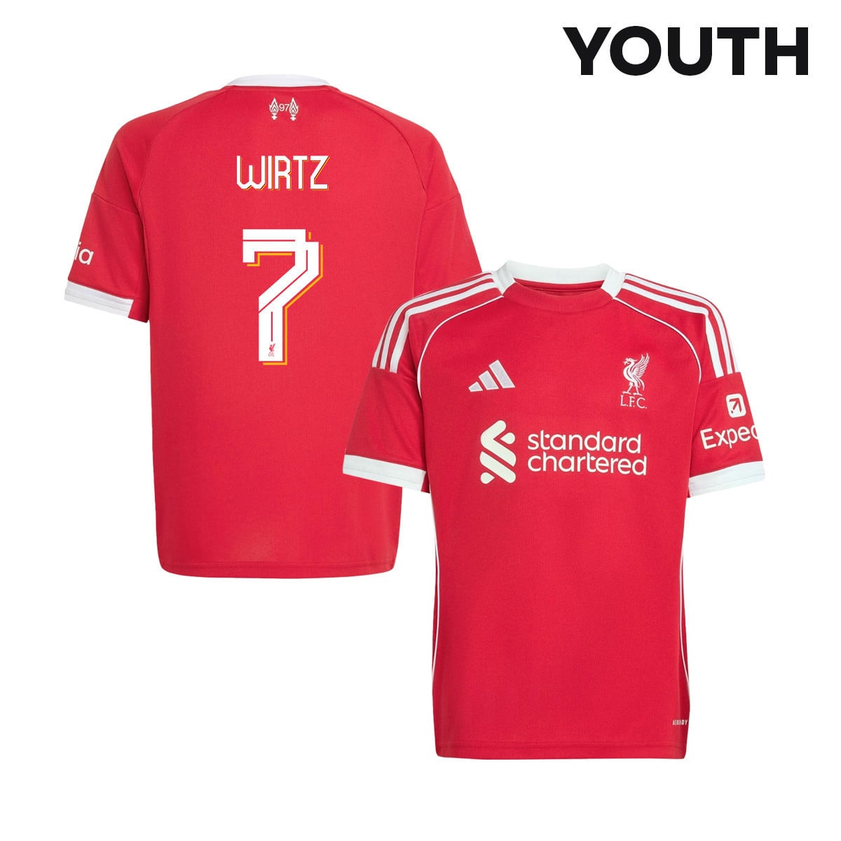 Florian Wirtz 7 Liverpool 25/26 Home YOUTH Jersey - Red
