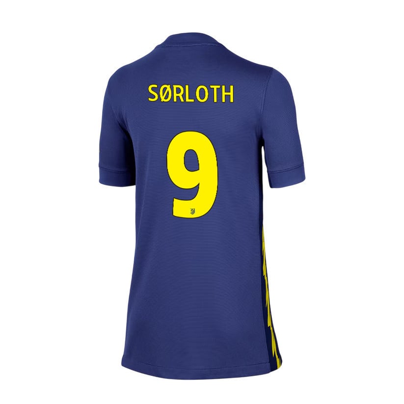Alexander Sørloth 9 Atlético Madrid 25/26 Away YOUTH Jersey - Navy/Yellow