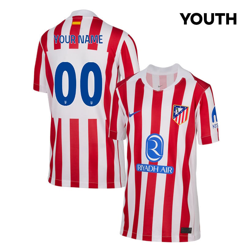 Atlético Madrid 25/26 Personalized Home YOUTH Jersey - Red/White