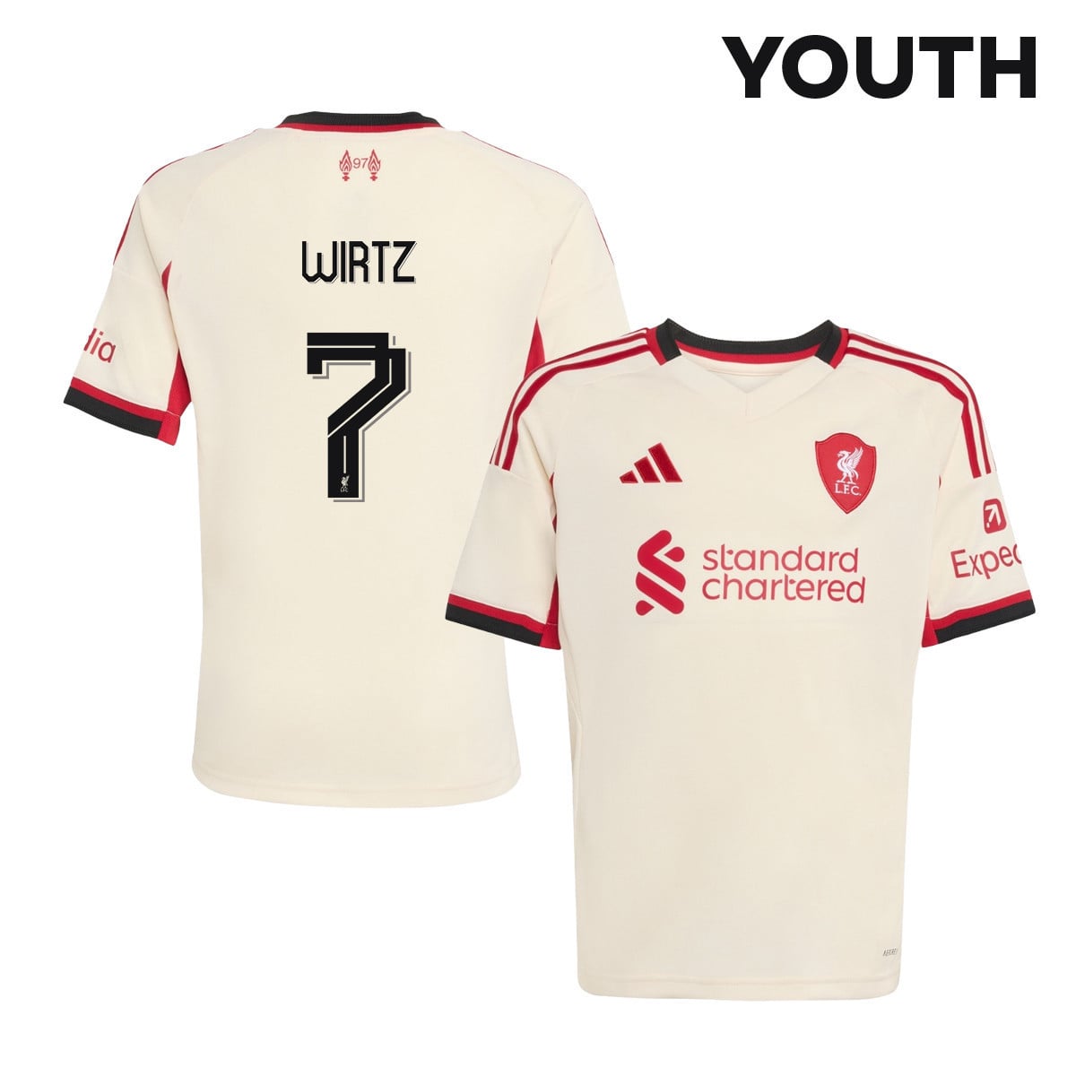 Florian Wirtz 7 Liverpool 25/26 Away YOUTH Jersey - Off-white