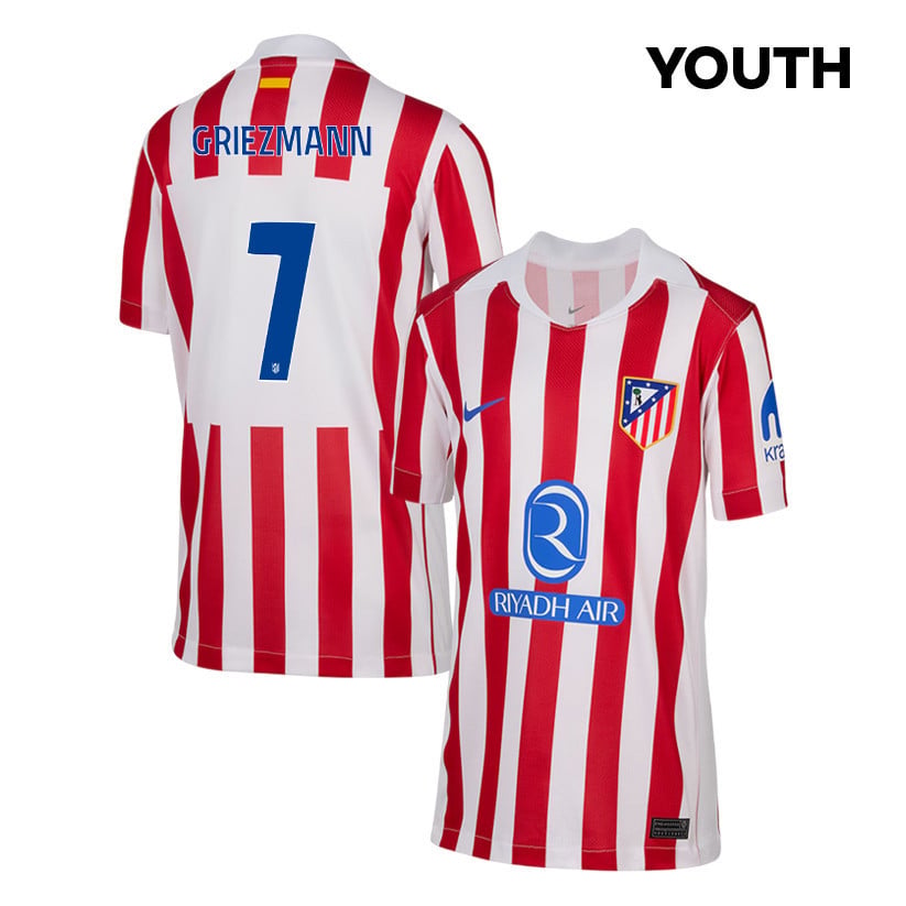 Antoine Griezmann 7 Atlético Madrid 25/26 Home YOUTH Jersey - Red/White