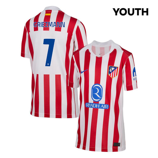 Antoine Griezmann 7 Atlético Madrid 25/26 Home YOUTH Jersey - Red/White