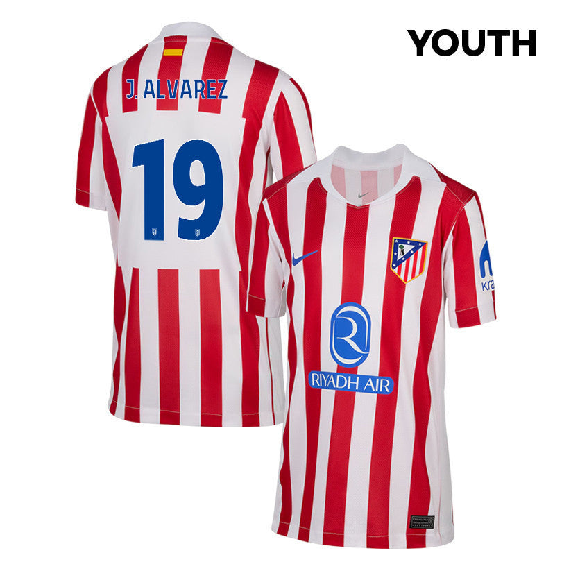 Julián Alvarez 19 Atlético Madrid 25/26 Home YOUTH Jersey - Red/White