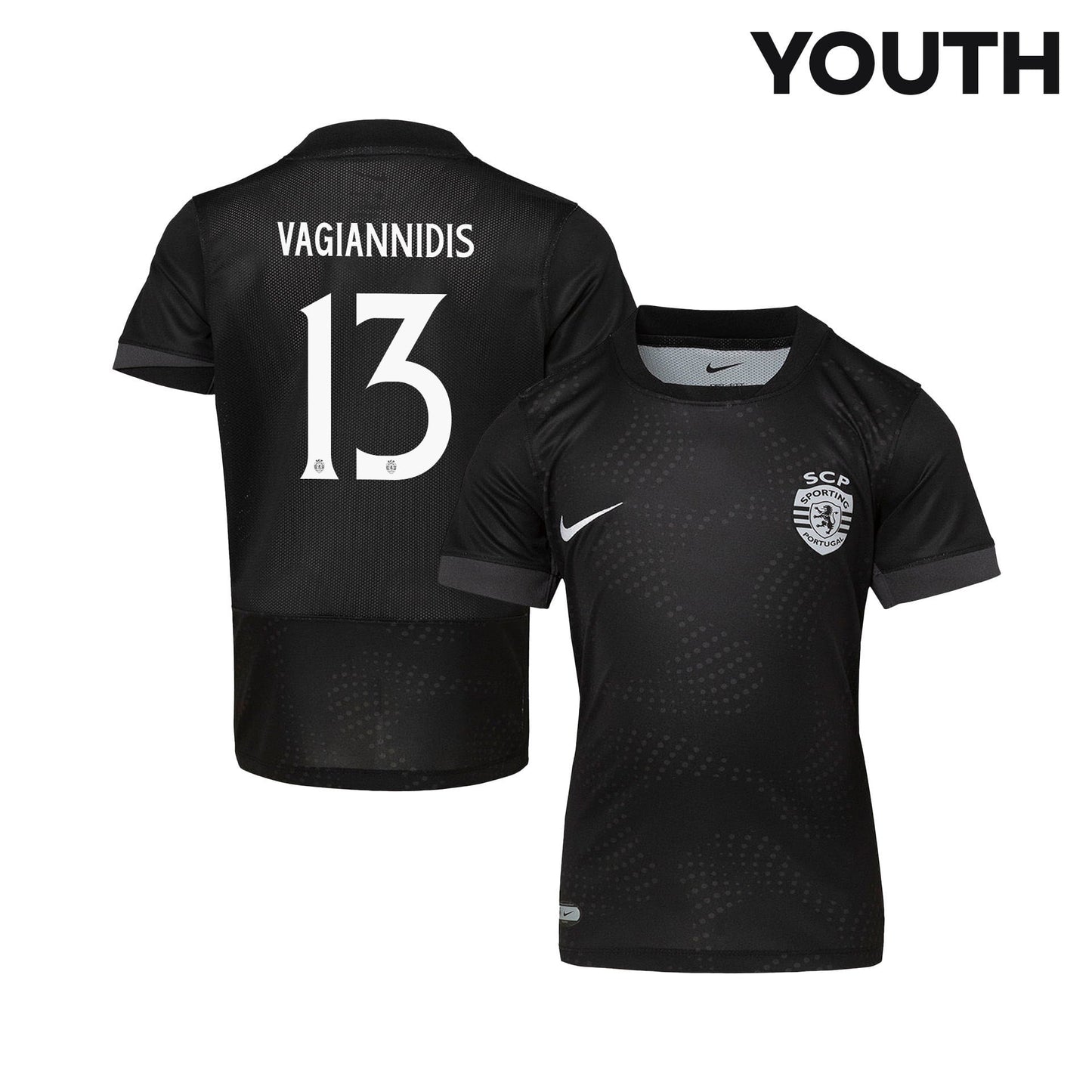 Giorgos Vagiannidis 13 Sporting CP 25/26 Away YOUTH Jersey - Black