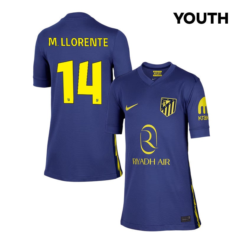 Marcos Llorente 14 Atlético Madrid 25/26 Away YOUTH Jersey - Navy/Yellow