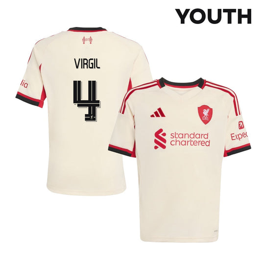 Virgil van Dijk 4 Liverpool 25/26 Away YOUTH Jersey - Off-white