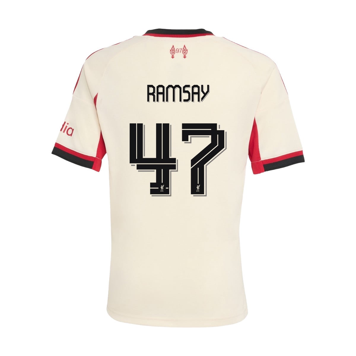 Calvin Ramsay 47 Liverpool 25/26 Away YOUTH Jersey - Off-white