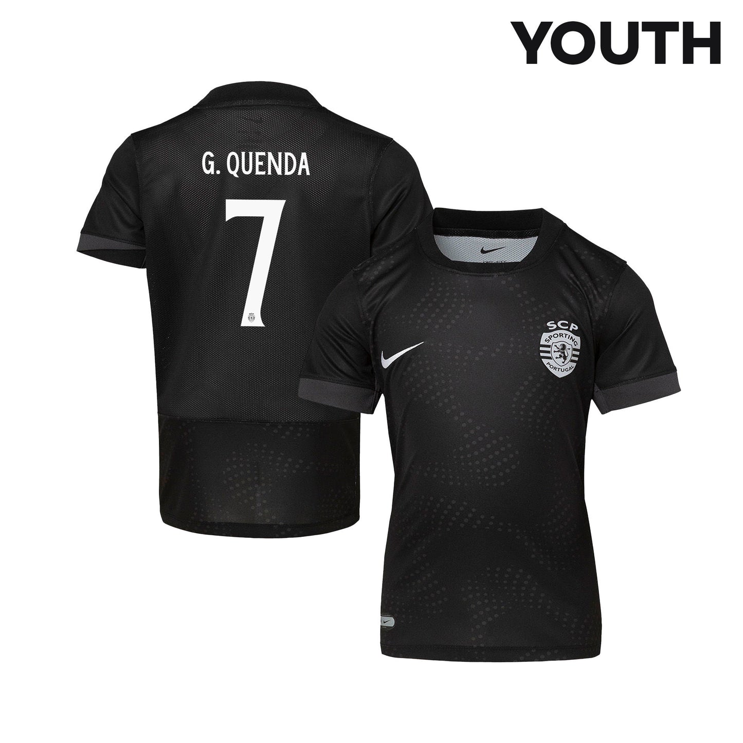 Geovany Quenda 7 Sporting CP 25/26 Away YOUTH Jersey - Black