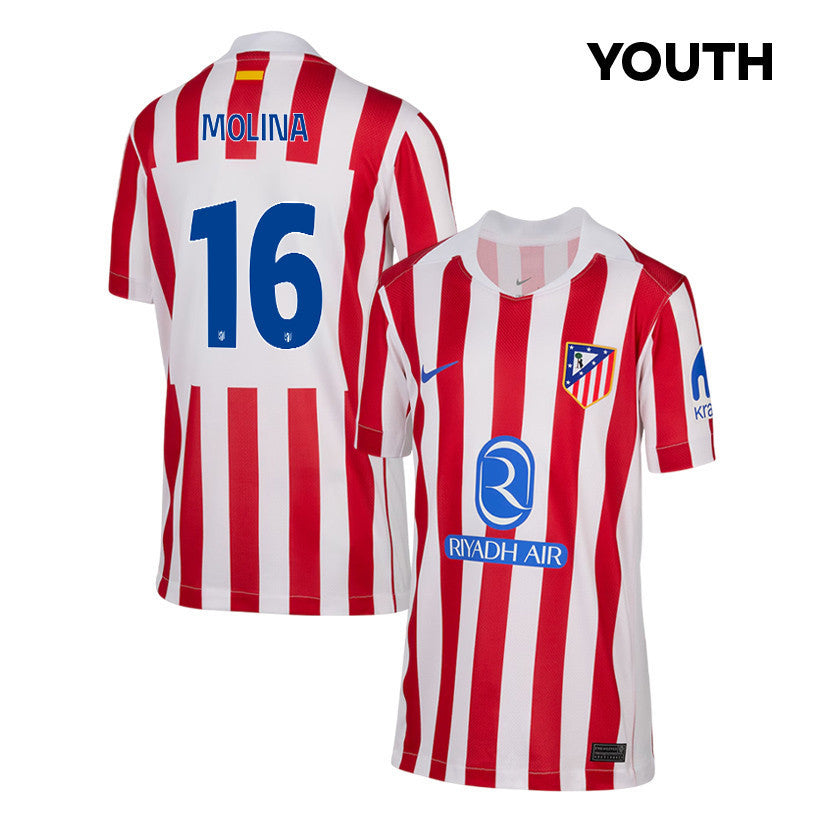 Nahuel Molina 16 Atlético Madrid 25/26 Home YOUTH Jersey - Red/White