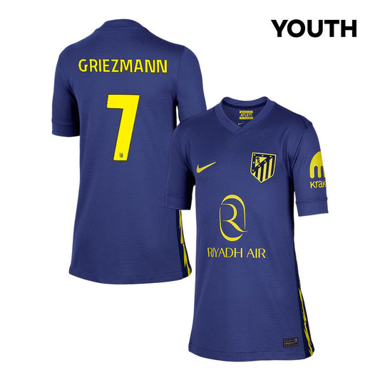Antoine Griezmann 7 Atlético Madrid 25/26 Away YOUTH Jersey - Navy/Yellow