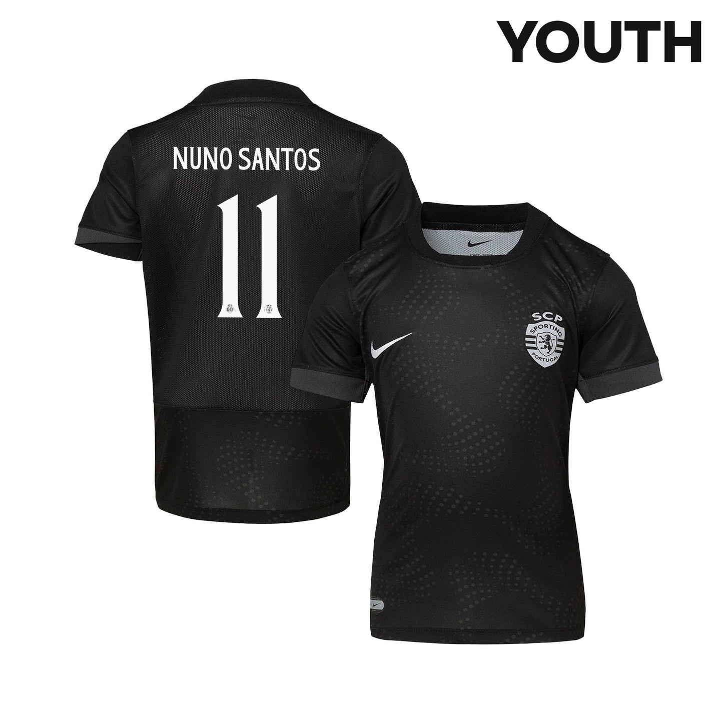 Nuno Santos 11 Sporting CP 25/26 Away YOUTH Jersey - Black